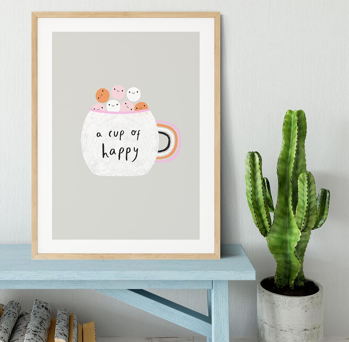 A Cup of Happy Framed Print - Canvas Art Rocks - 3