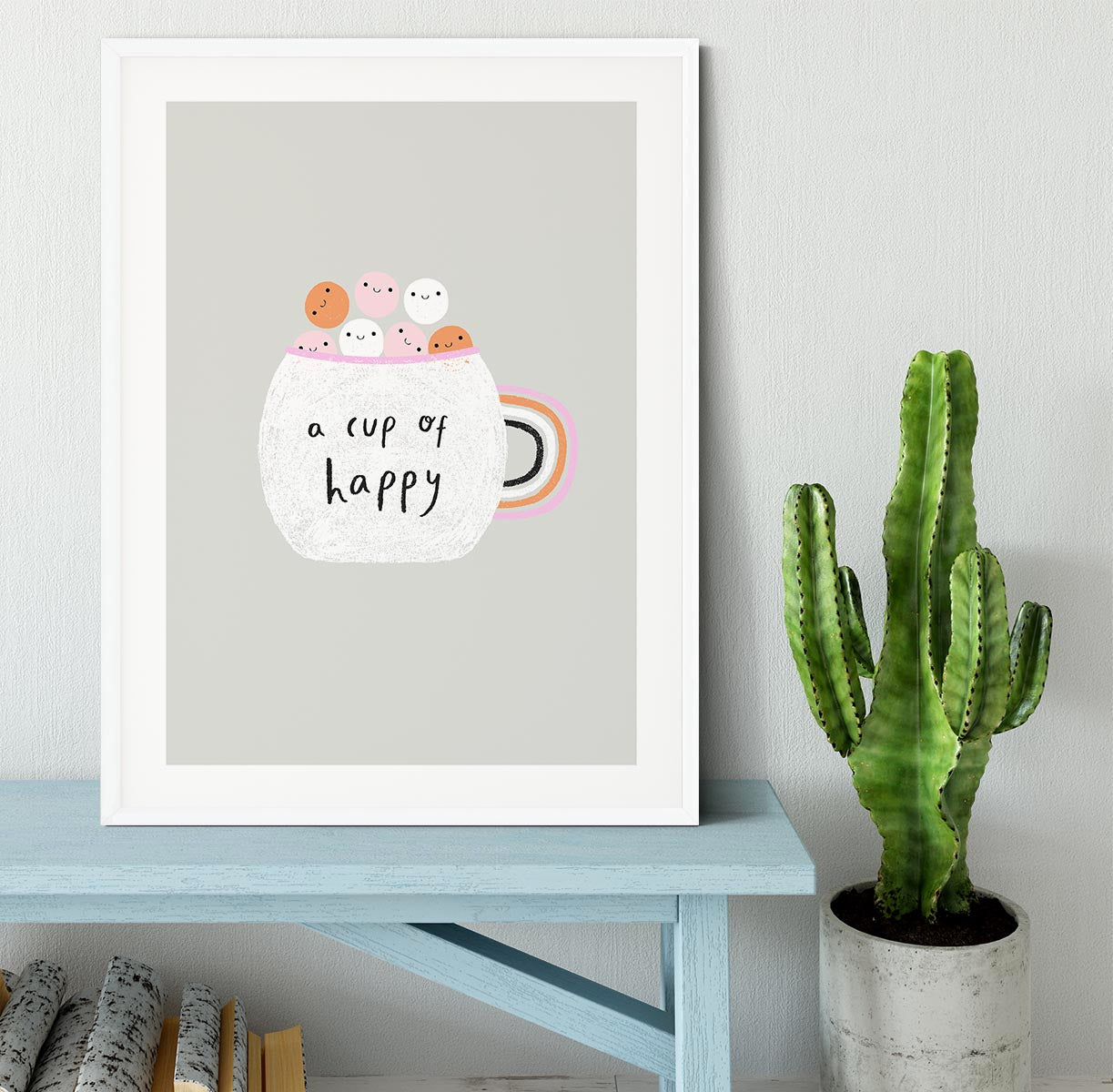 A Cup of Happy Framed Print - Canvas Art Rocks - 5