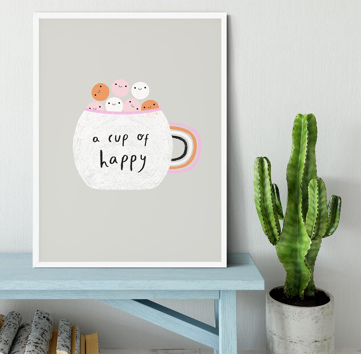 A Cup of Happy Framed Print - Canvas Art Rocks -6