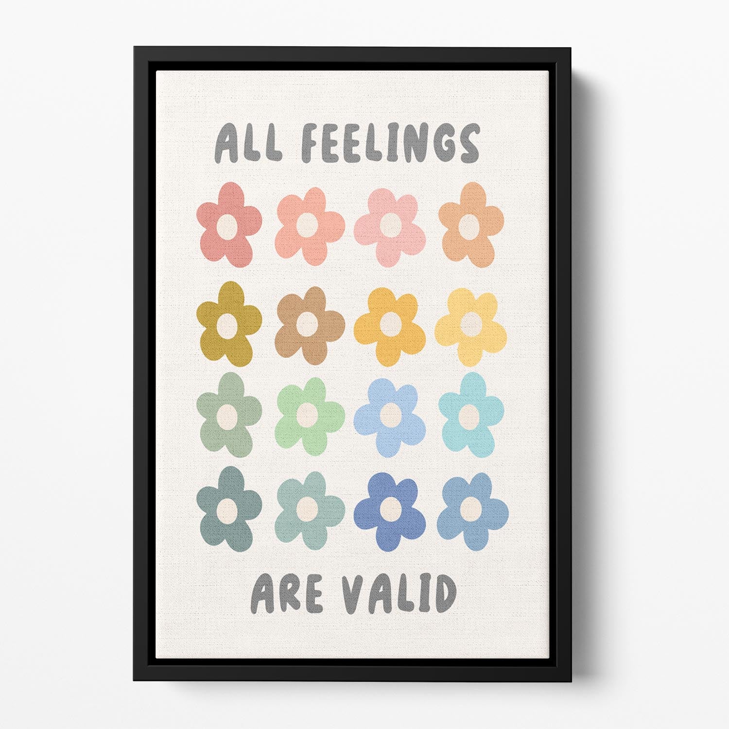 All Feelings Are Valid Flowers Floating Framed Canvas - Canvas Art Rocks - 2