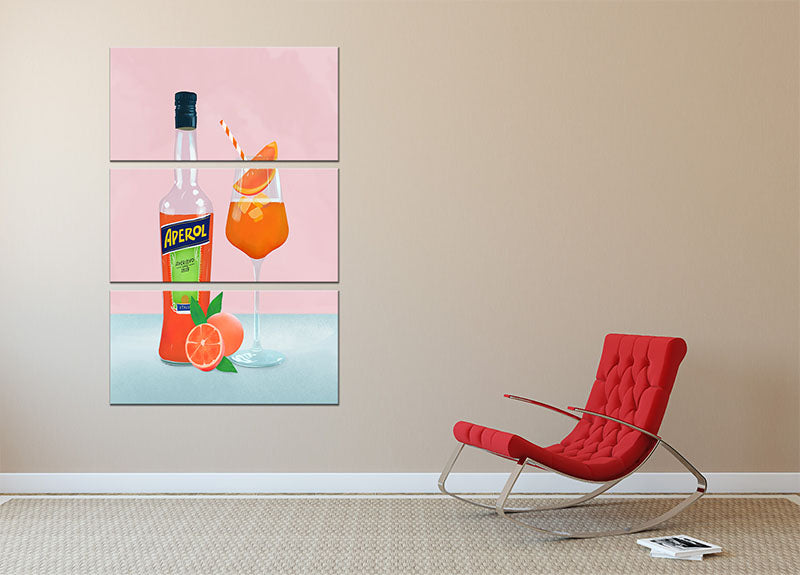 Aperol Spritz 3 Split Panel Canvas Print - Canvas Art Rocks - 2