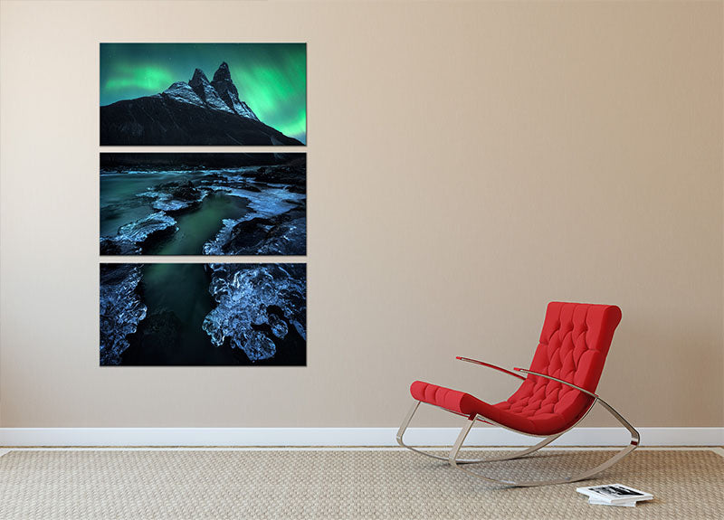 Arctic Night 3 Split Panel Canvas Print - Canvas Art Rocks - 2