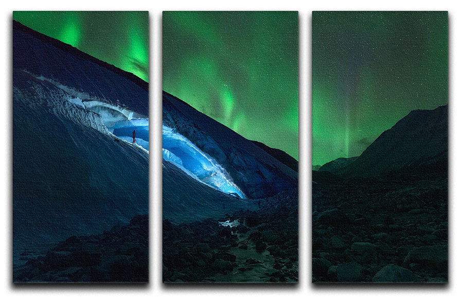 Athabasca Ice Burning 3 Split Panel Canvas Print - Canvas Art Rocks - 1