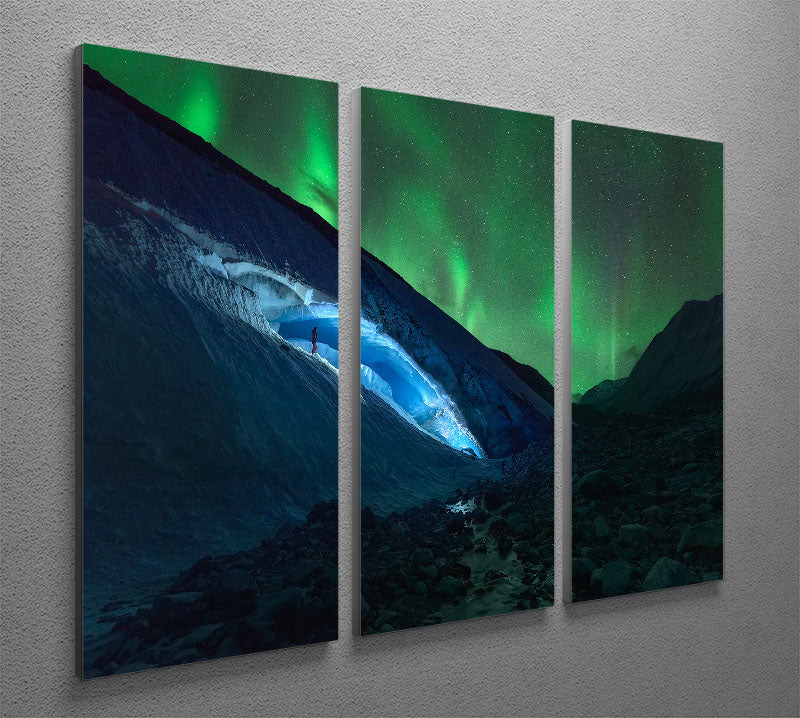 Athabasca Ice Burning 3 Split Panel Canvas Print - Canvas Art Rocks - 2