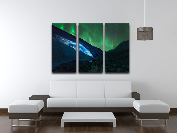 Athabasca Ice Burning 3 Split Panel Canvas Print - Canvas Art Rocks - 3