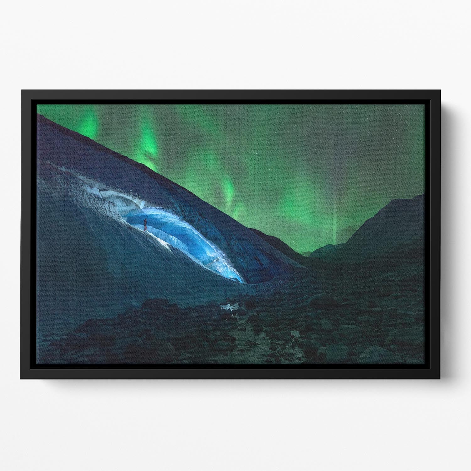 Athabasca Ice Burning Floating Framed Canvas - Canvas Art Rocks - 2