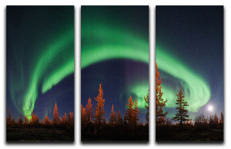 Aurora Polar lights 3 Split Panel Canvas Print - Canvas Art Rocks - 1