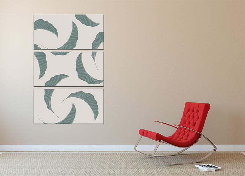 Banana Leaves Multiple 3 Split Panel Canvas Print - 1x - 2