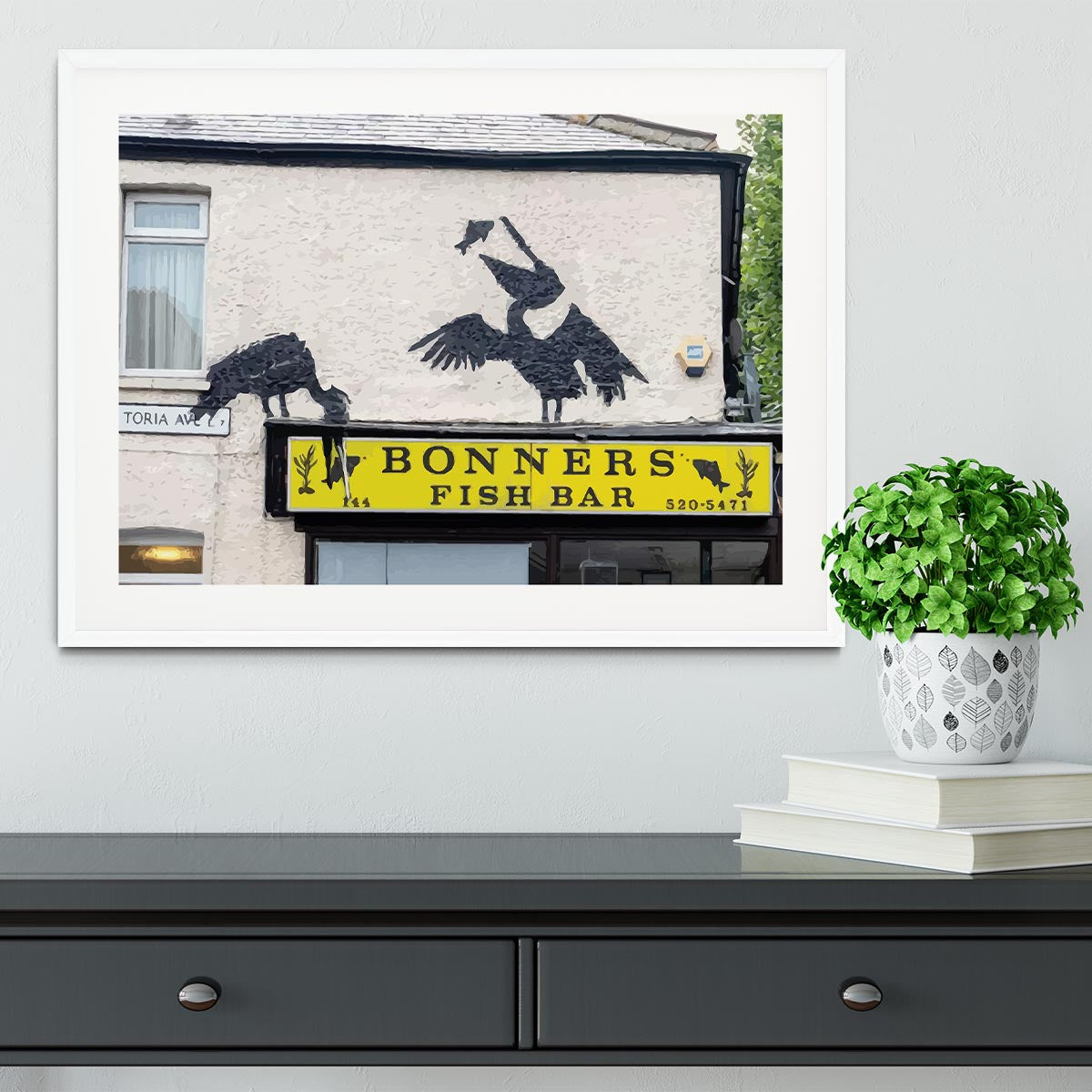 Banksy Bonners Fish Bar Framed Print - Canvas Art Rocks - 5