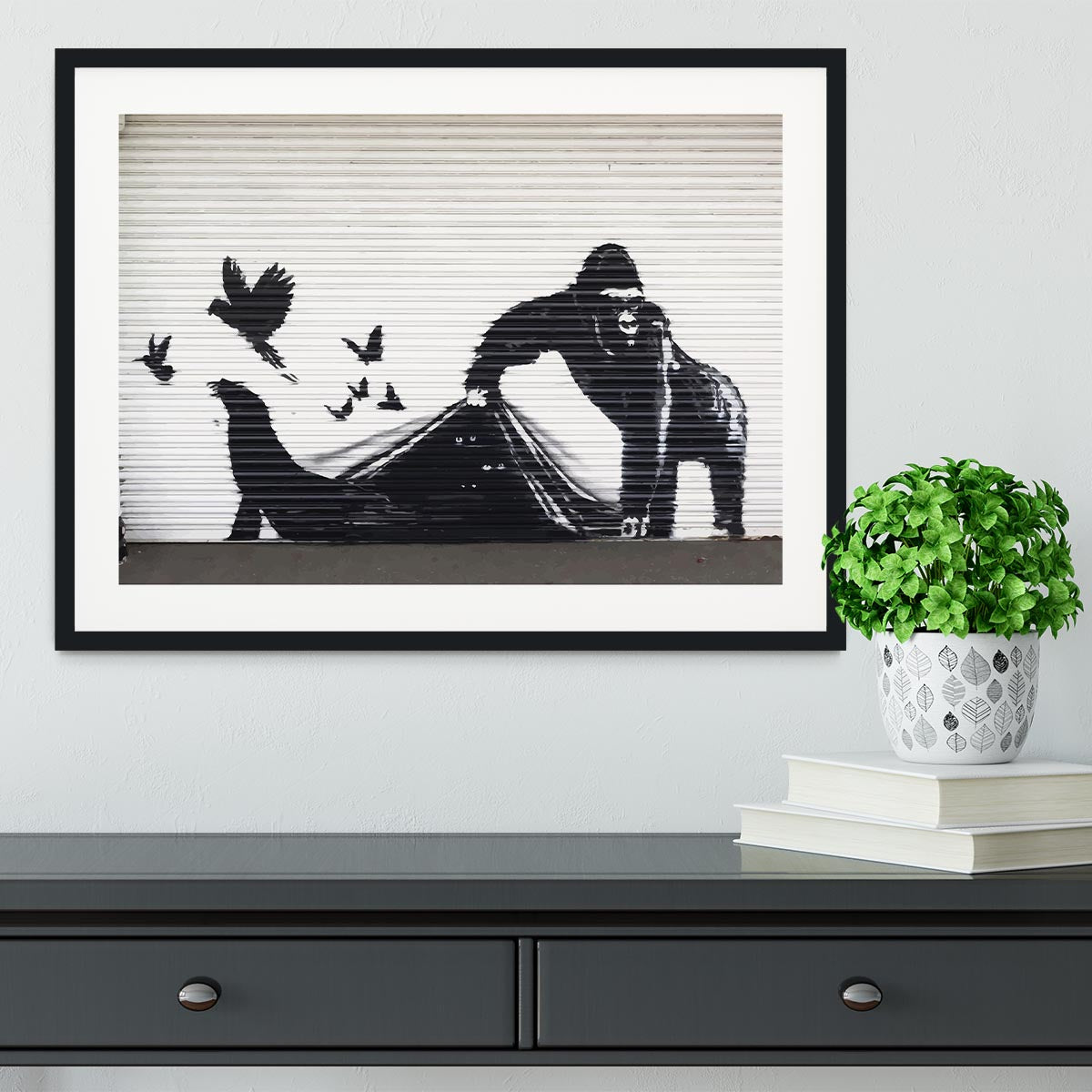 Banksy London Zoo Framed Print - Canvas Art Rocks - 1