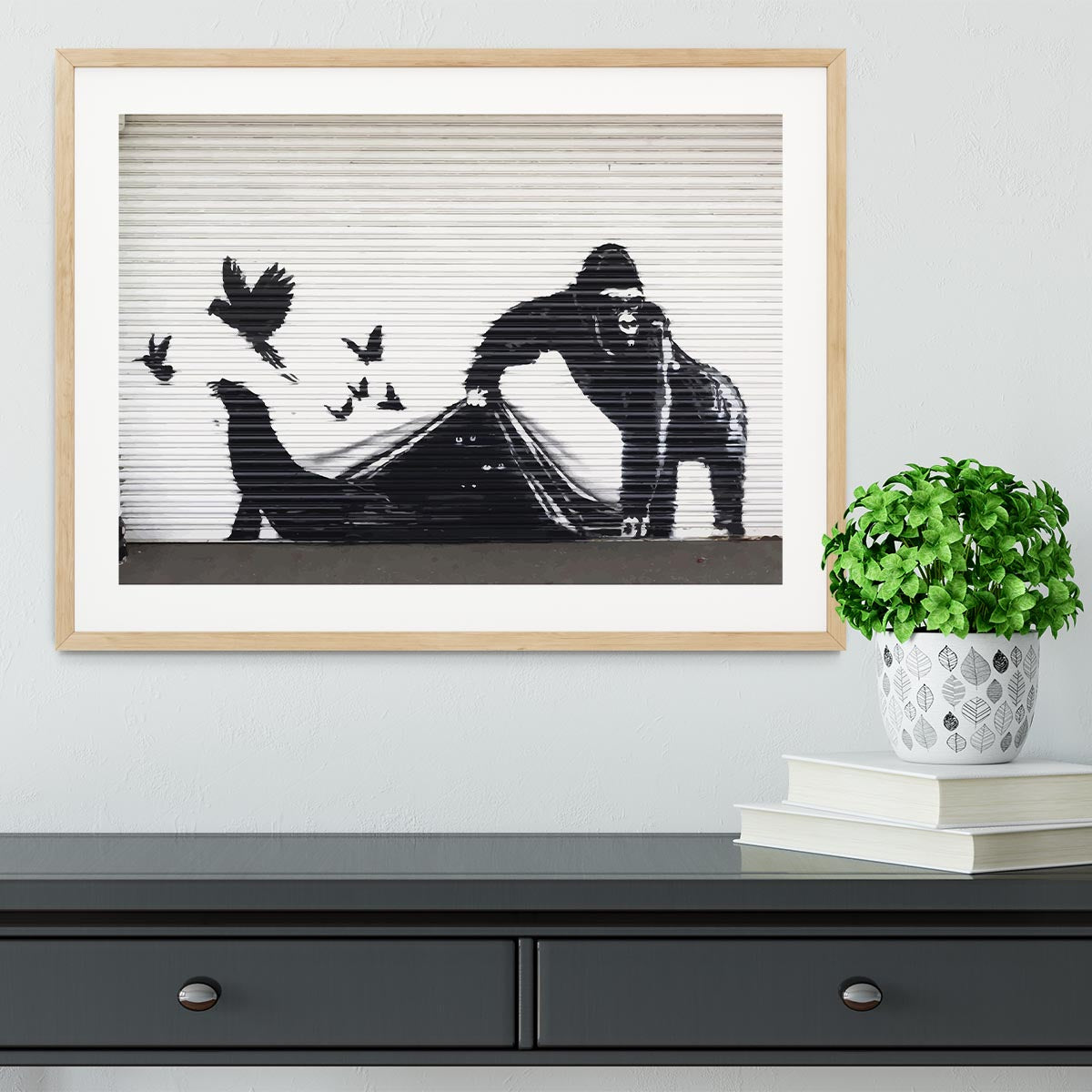 Banksy London Zoo Framed Print - Canvas Art Rocks - 3