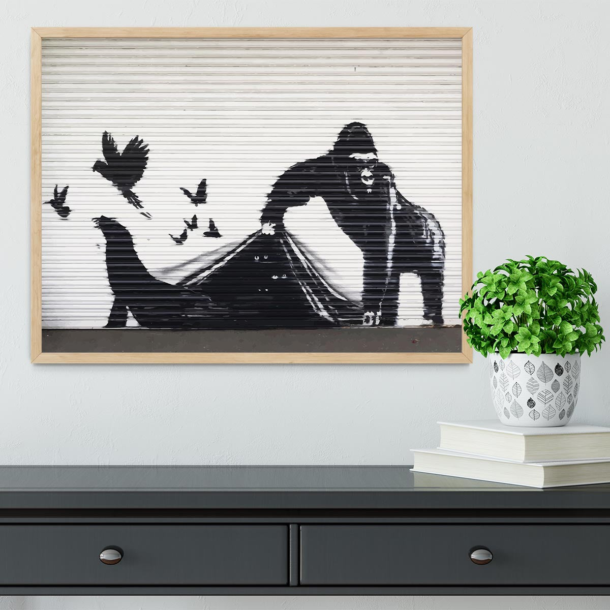 Banksy London Zoo Framed Print - Canvas Art Rocks - 4