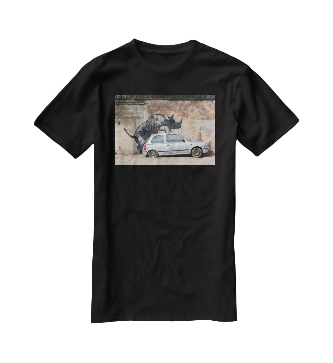 Banksy Rhino In Charlton T-Shirt - Canvas Art Rocks - 1