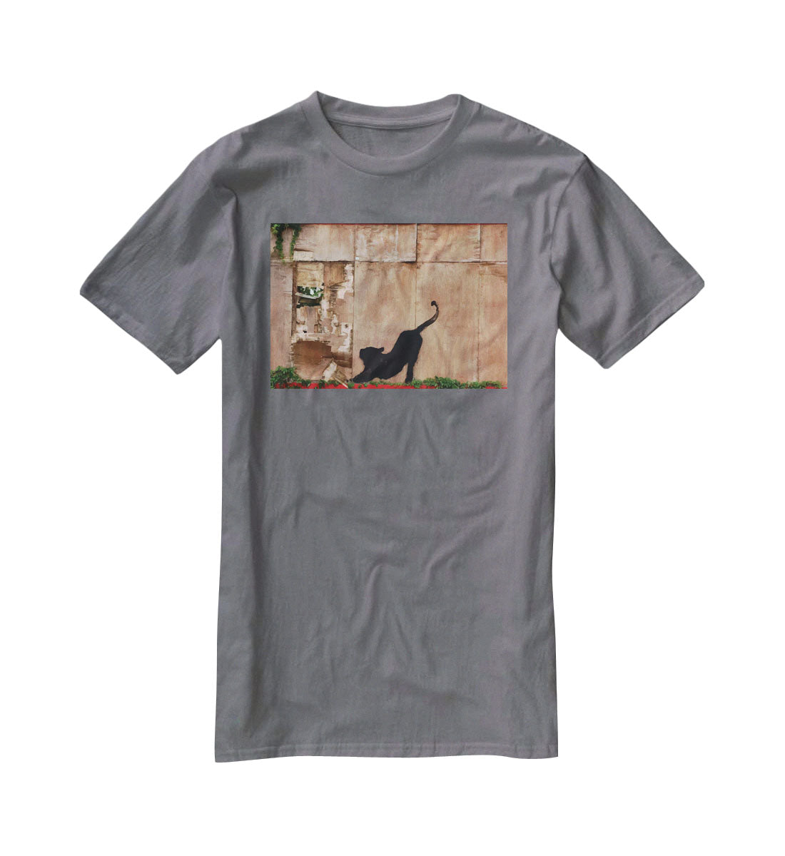 Banksy Stretching Cat T-Shirt - Canvas Art Rocks - 3