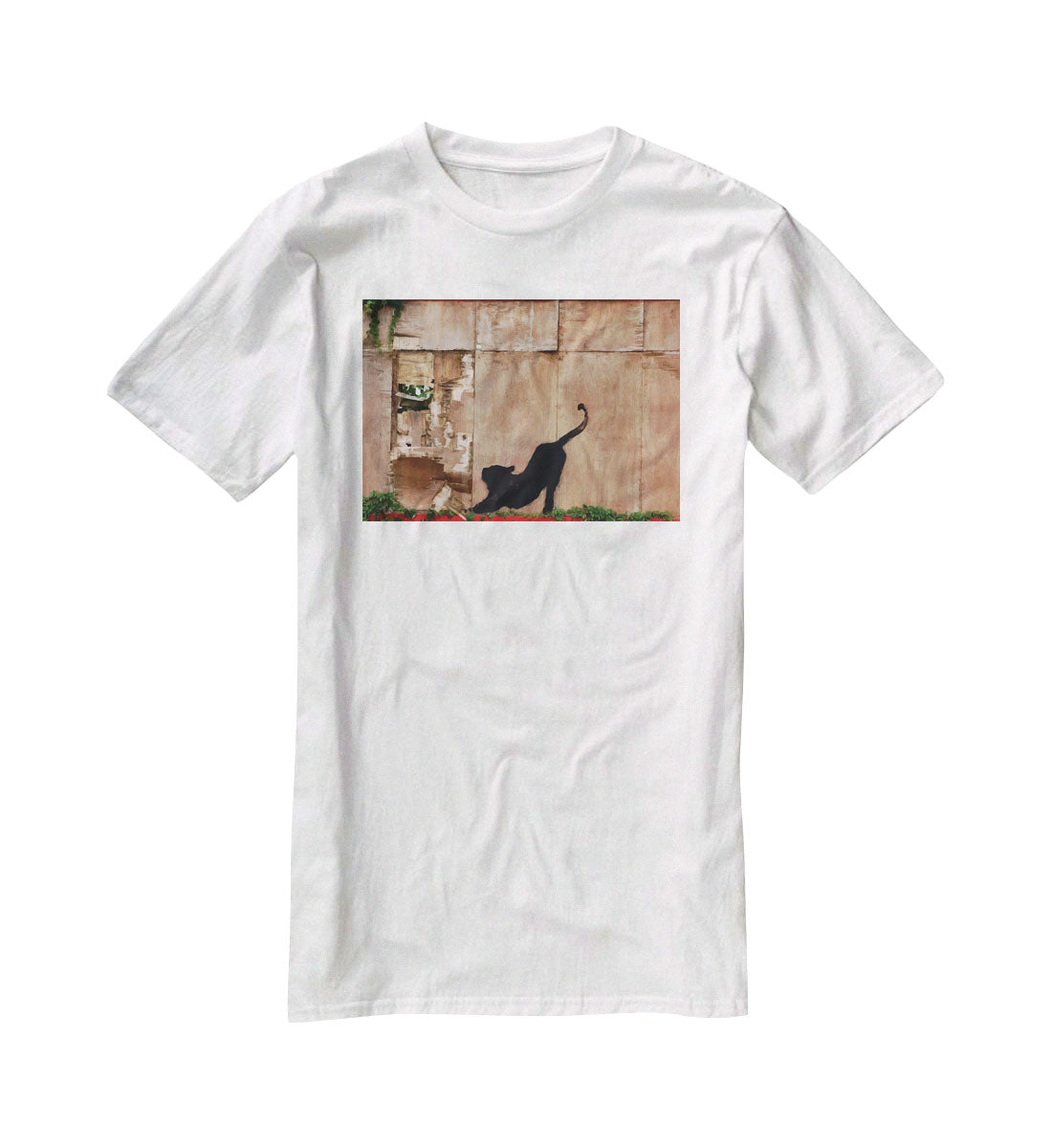 Banksy Stretching Cat T-Shirt - Canvas Art Rocks - 5