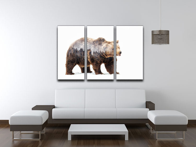 Bear 3 Split Panel Canvas Print - 1x - 3