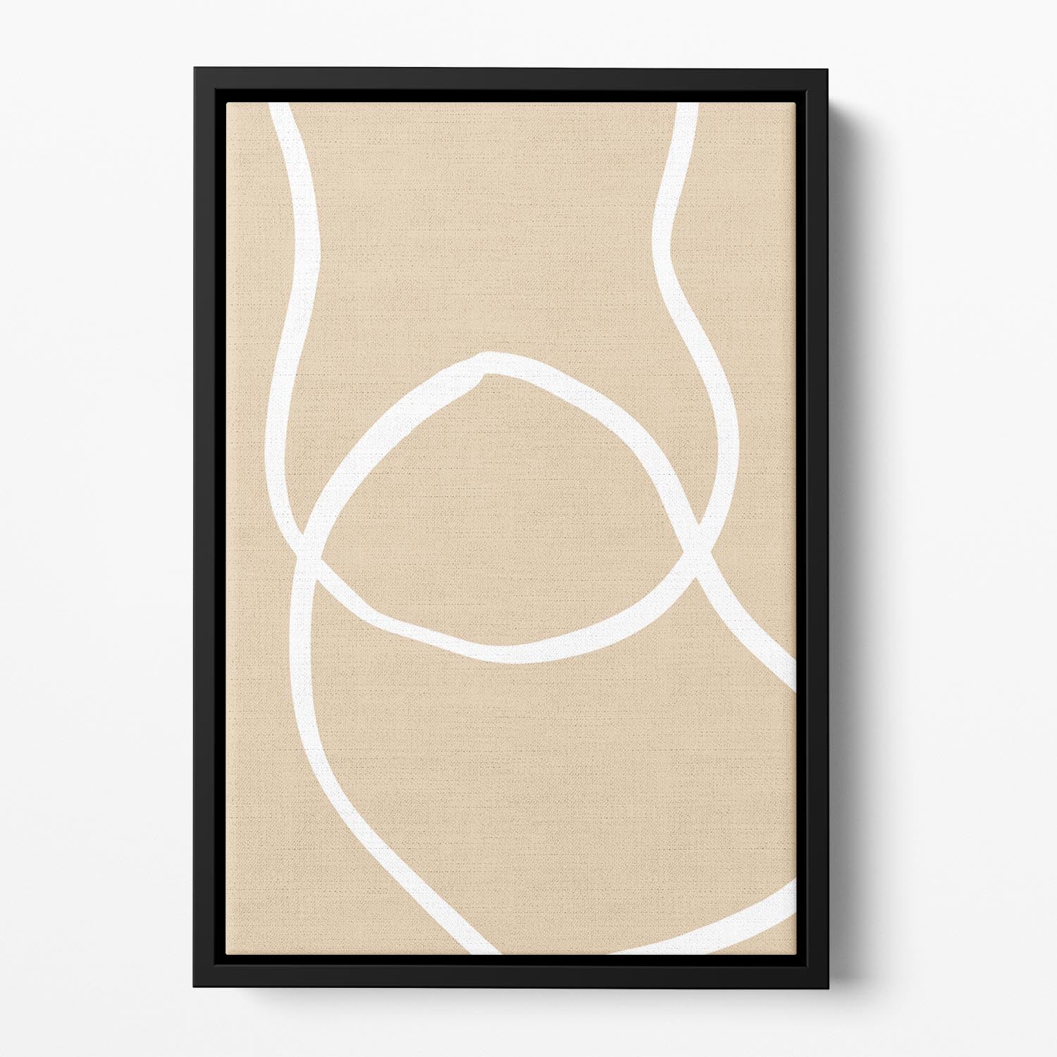 Beige Lines 04 Floating Framed Canvas - 1x - 2