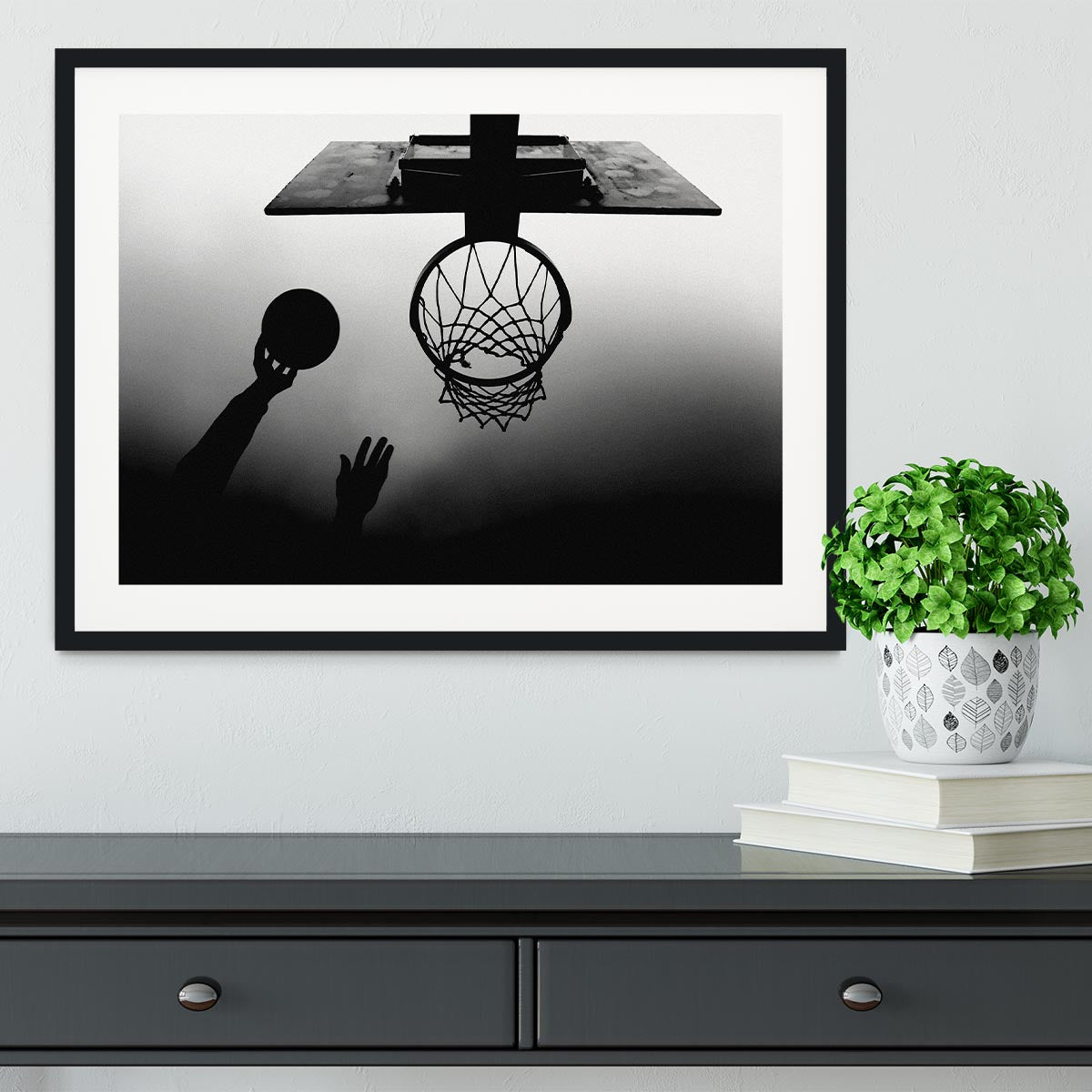 Black And White Basketball Hoop Framed Print - 1x - 1