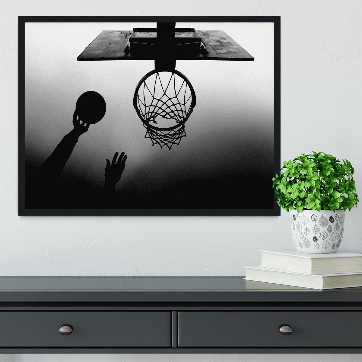 Black And White Basketball Hoop Framed Print - 1x - 2