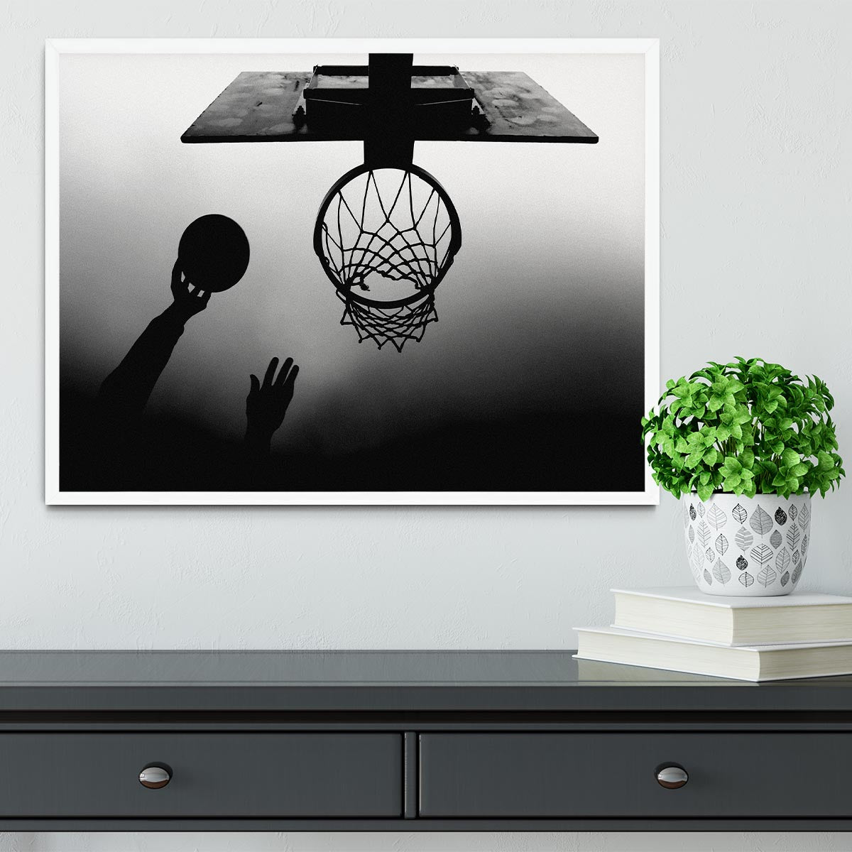 Black And White Basketball Hoop Framed Print - 1x -6