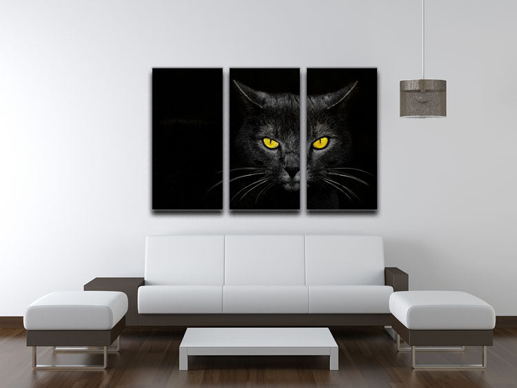 Black Cat 3 Split Panel Canvas Print - 1x - 3