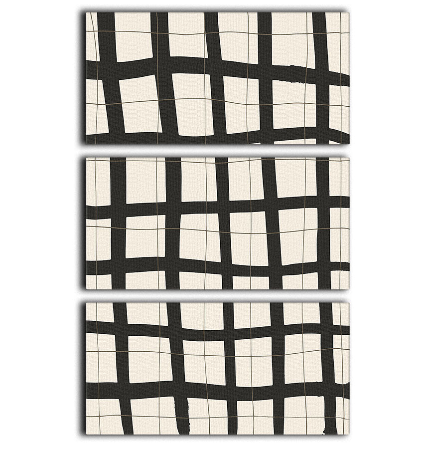 Black Grid 3 Split Panel Canvas Print - 1x - 1