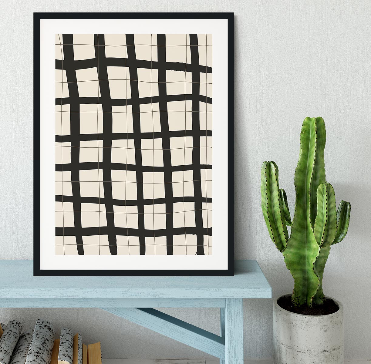 Black Grid Framed Print - 1x - 1