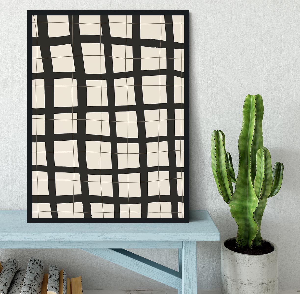 Black Grid Framed Print - 1x - 2