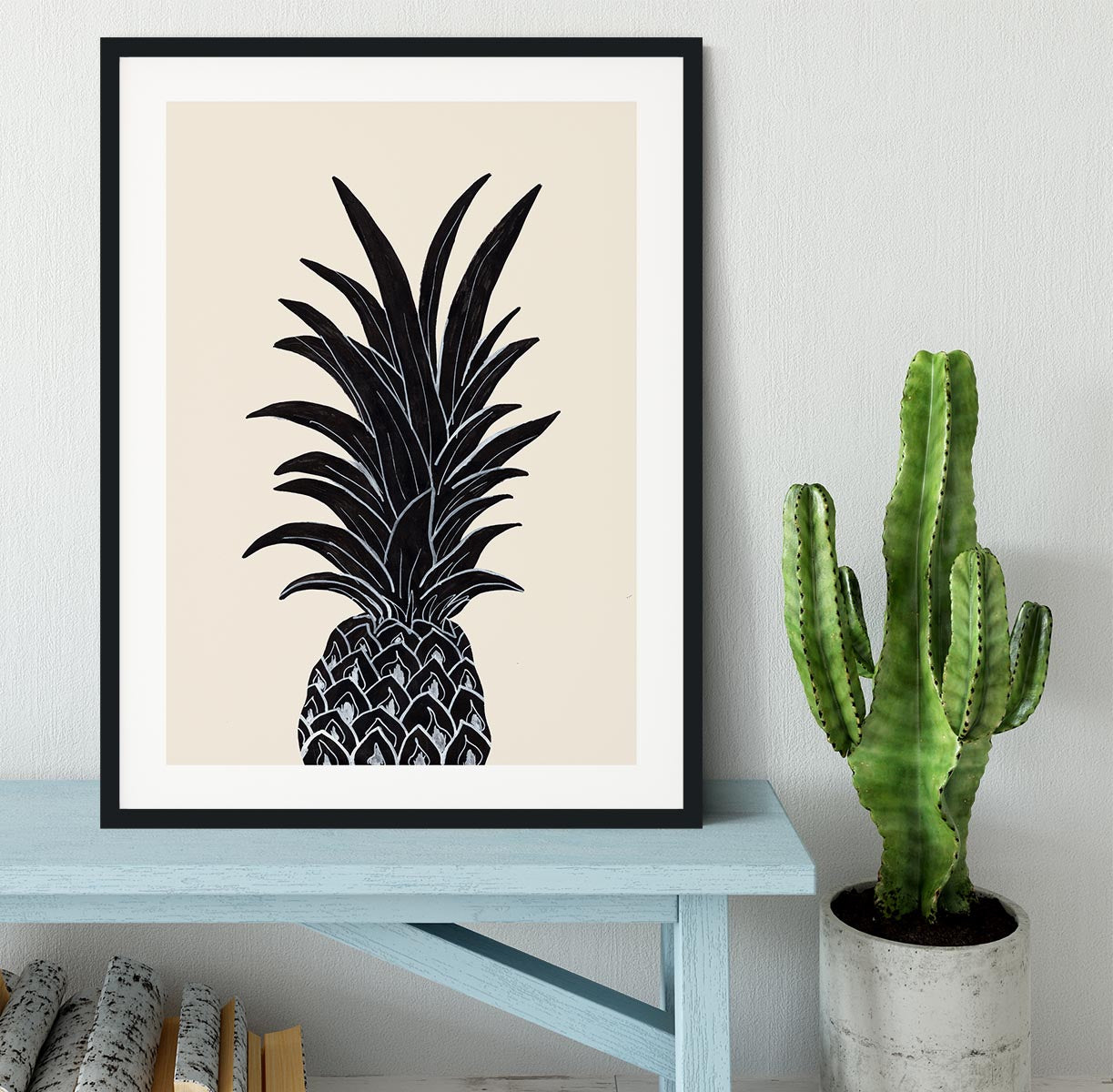 Black Pineapple Framed Print - 1x - 1