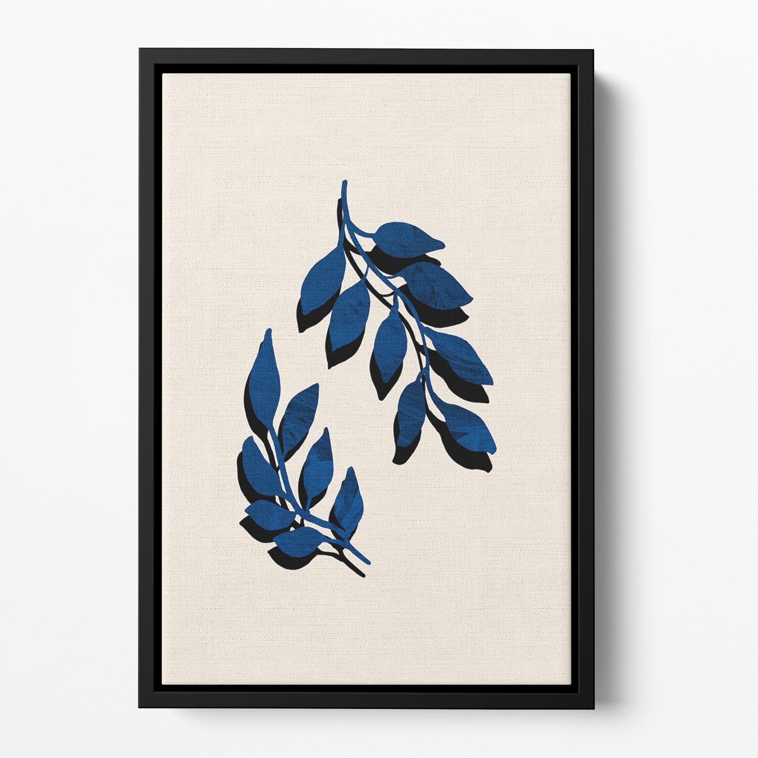 Blue Twig Brush Floating Framed Canvas - 1x - 2