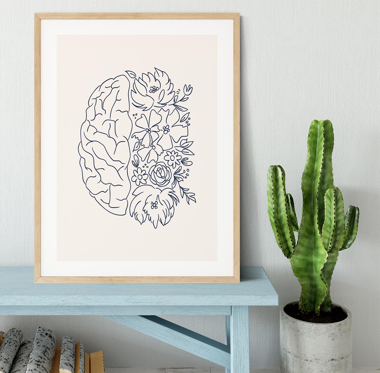 Brain Sketch Framed Print - Canvas Art Rocks - 3