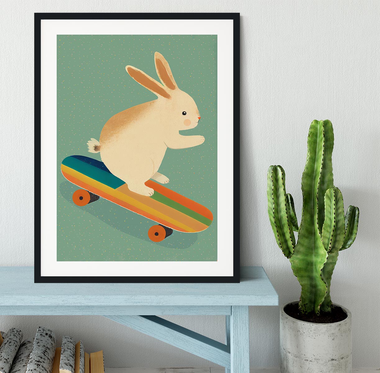 Bunny On Skateboard Framed Print - 1x - 1