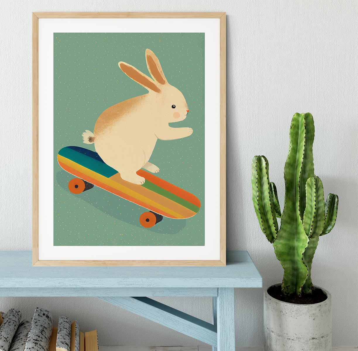 Bunny On Skateboard Framed Print - 1x - 3