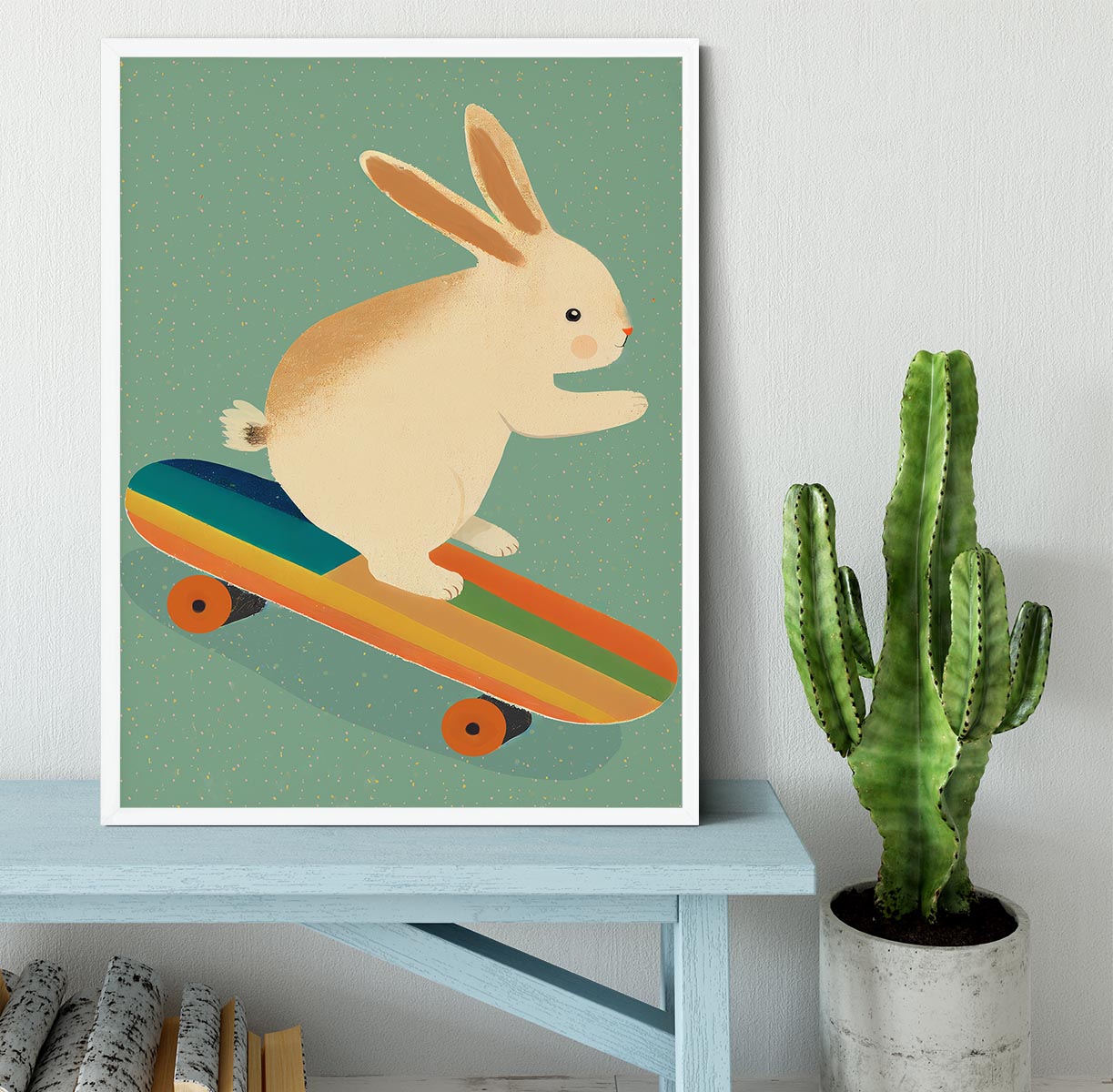 Bunny On Skateboard Framed Print - 1x -6