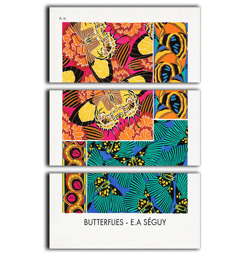 Butterflies Part 18 3 Split Panel Canvas Print - Canvas Art Rocks - 1