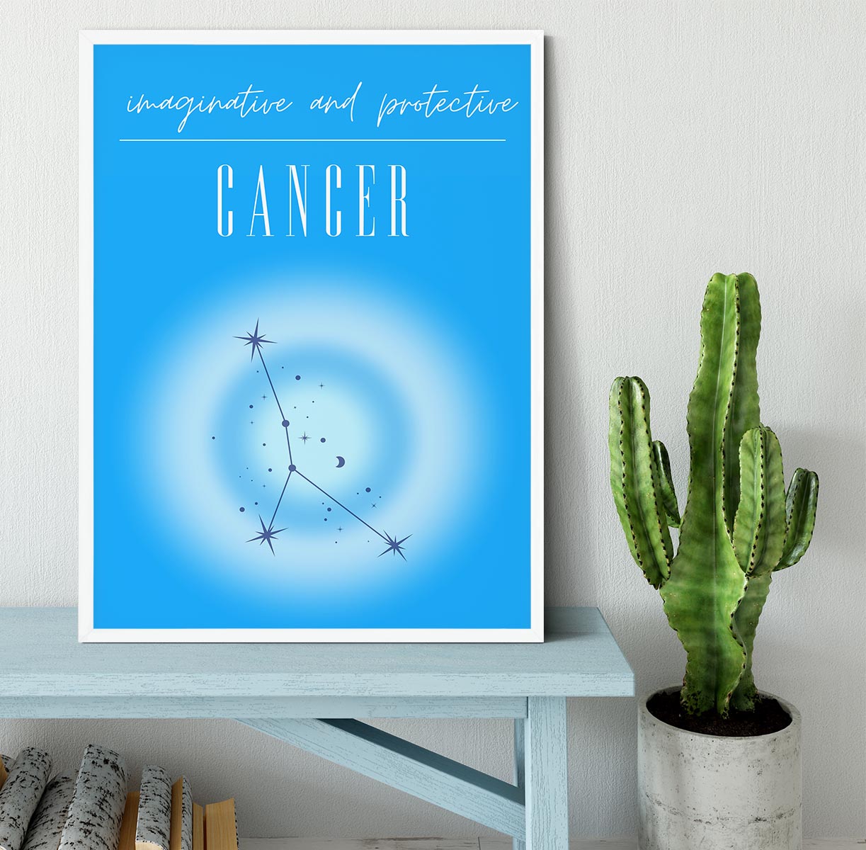 Cancer Zodiac Serenity Print Framed Print - Canvas Art Rocks -6