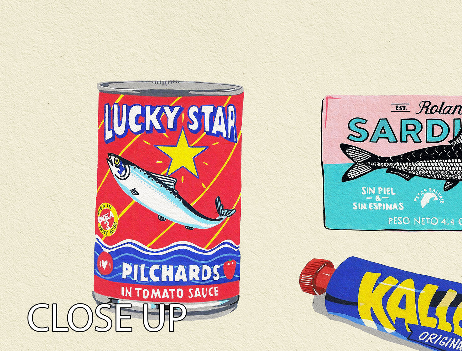 Canned Fish 3 Split Panel Canvas Print - Canvas Art Rocks - 3