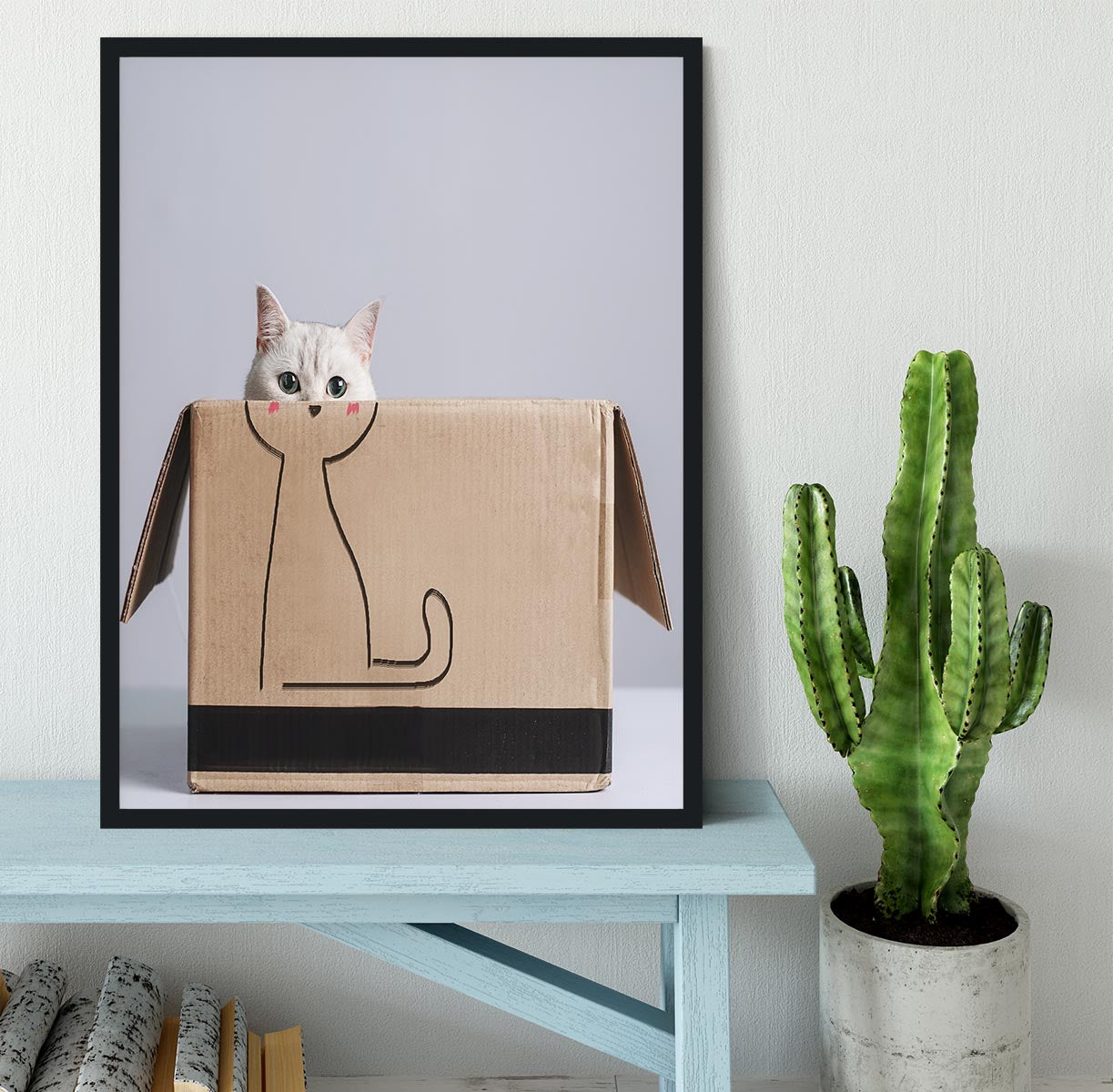 Cat in the box Framed Print - 1x - 2