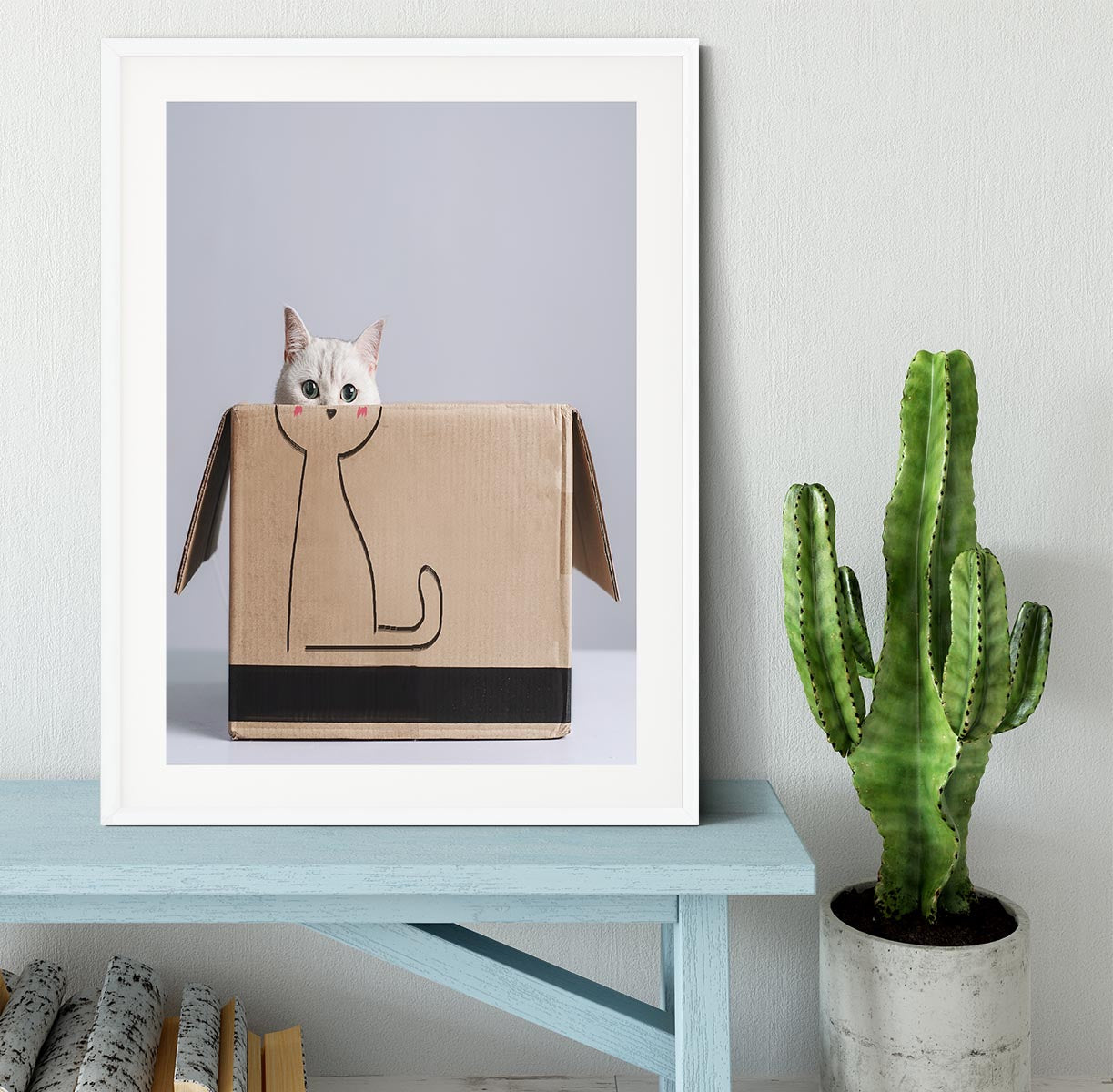 Cat in the box Framed Print - 1x - 5