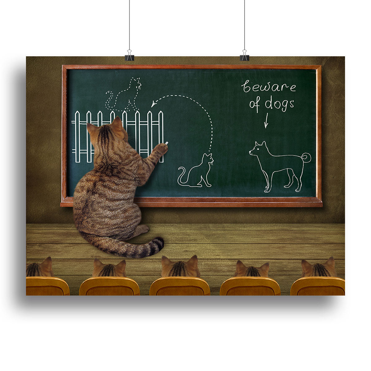 Cat teacher and his pupils Canvas Print or Poster - 1x - 2