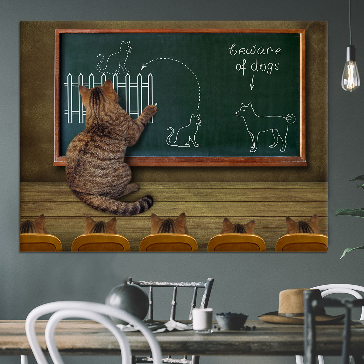 Cat teacher and his pupils Canvas Print or Poster - 1x - 3