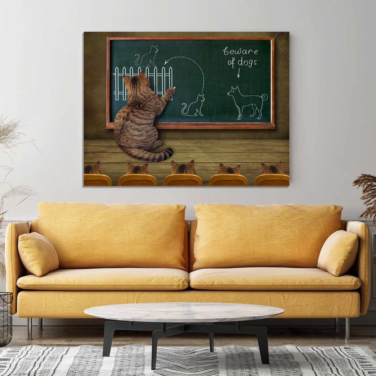 Cat teacher and his pupils Canvas Print or Poster - 1x - 4