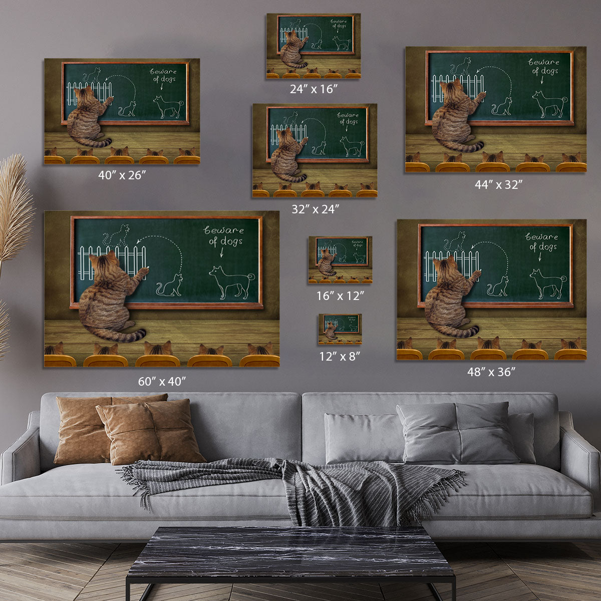 Cat teacher and his pupils Canvas Print or Poster - 1x - 7