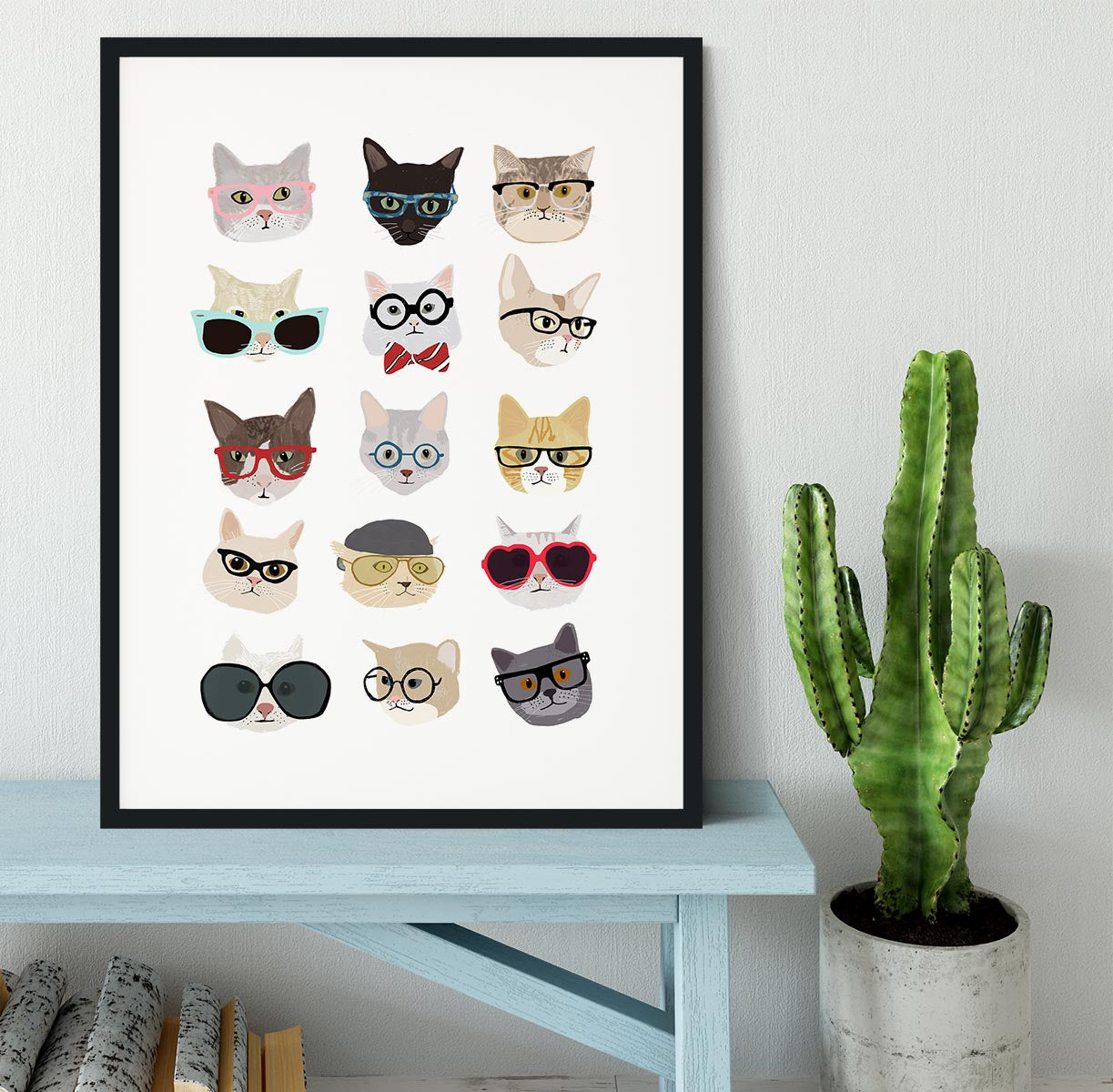 Cats With Glasses Framed Print - 1x - 1