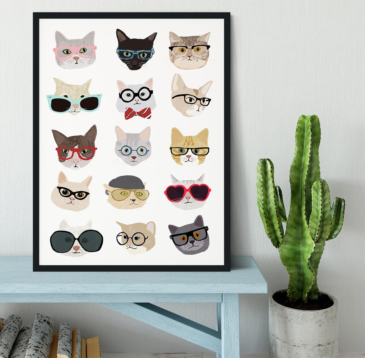 Cats With Glasses Framed Print - 1x - 2