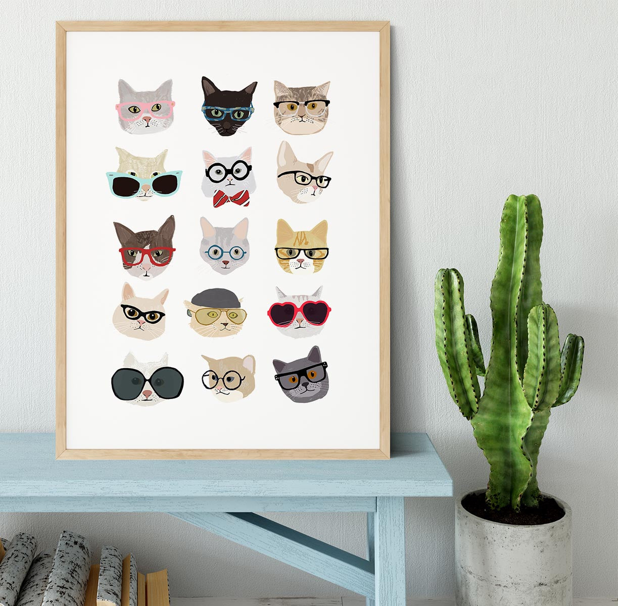 Cats With Glasses Framed Print - 1x - 3