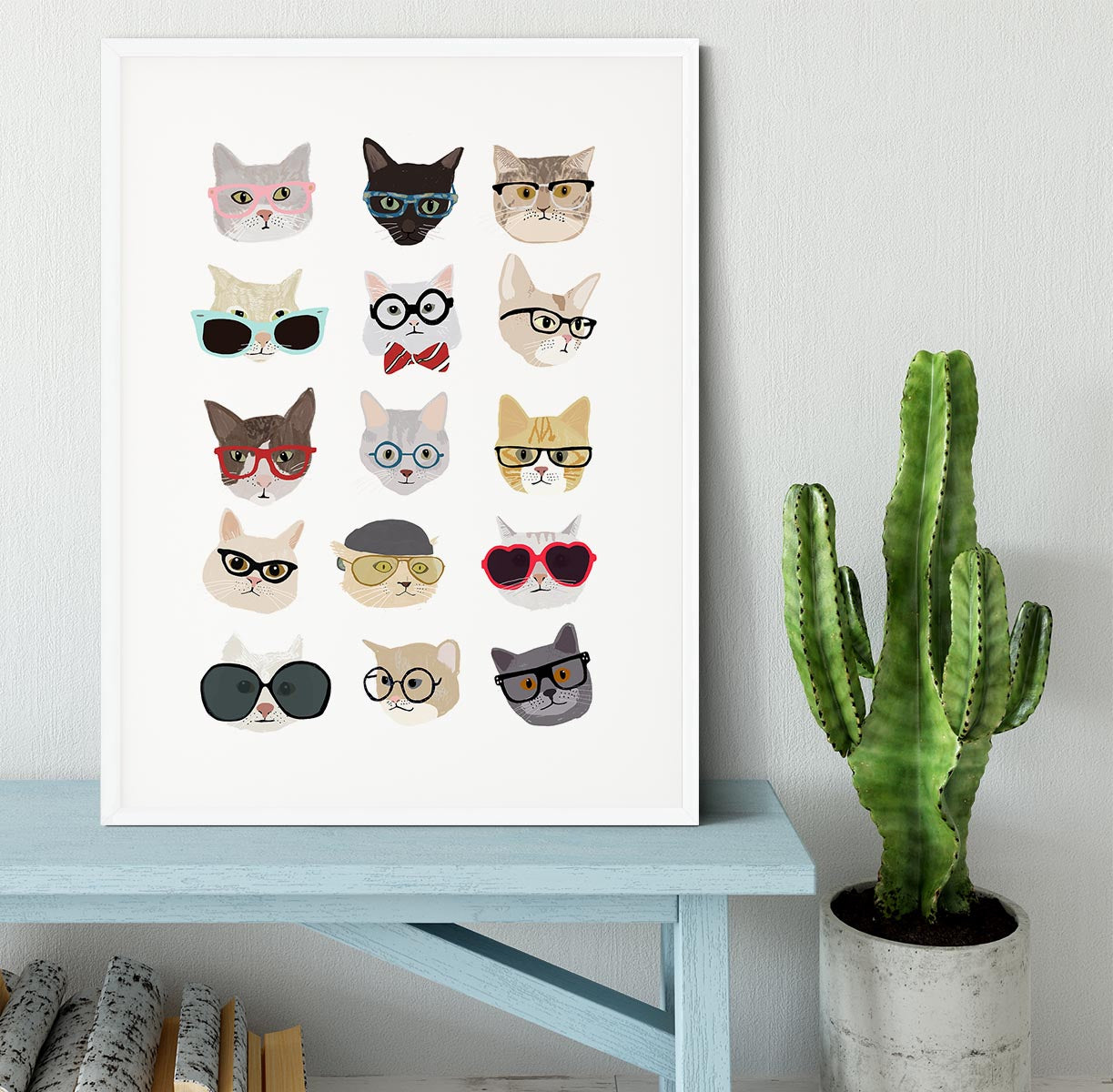 Cats With Glasses Framed Print - 1x - 5