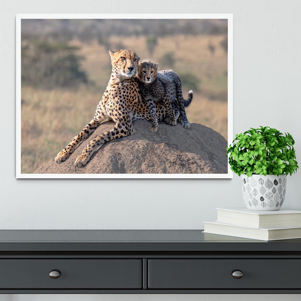 Cheetah and cup Framed Print - 1x -6