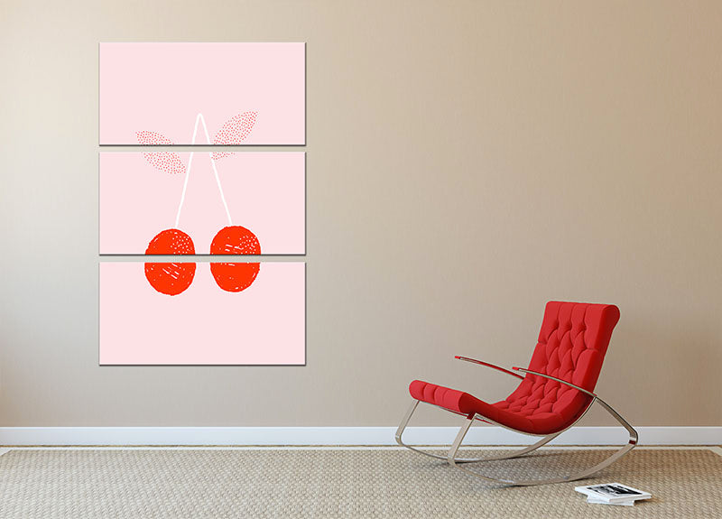 Cherries 3 Split Panel Canvas Print - Canvas Art Rocks - 2