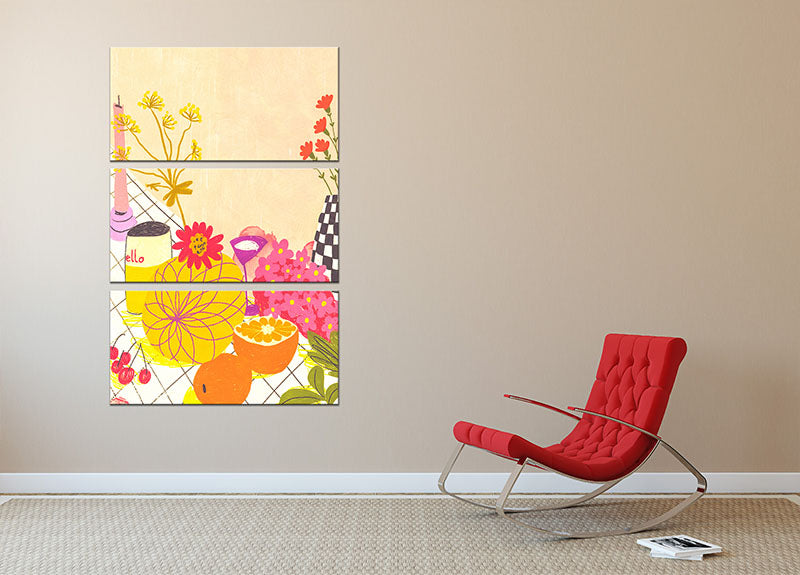 Citrus and flowers 3 Split Panel Canvas Print - Canvas Art Rocks - 2